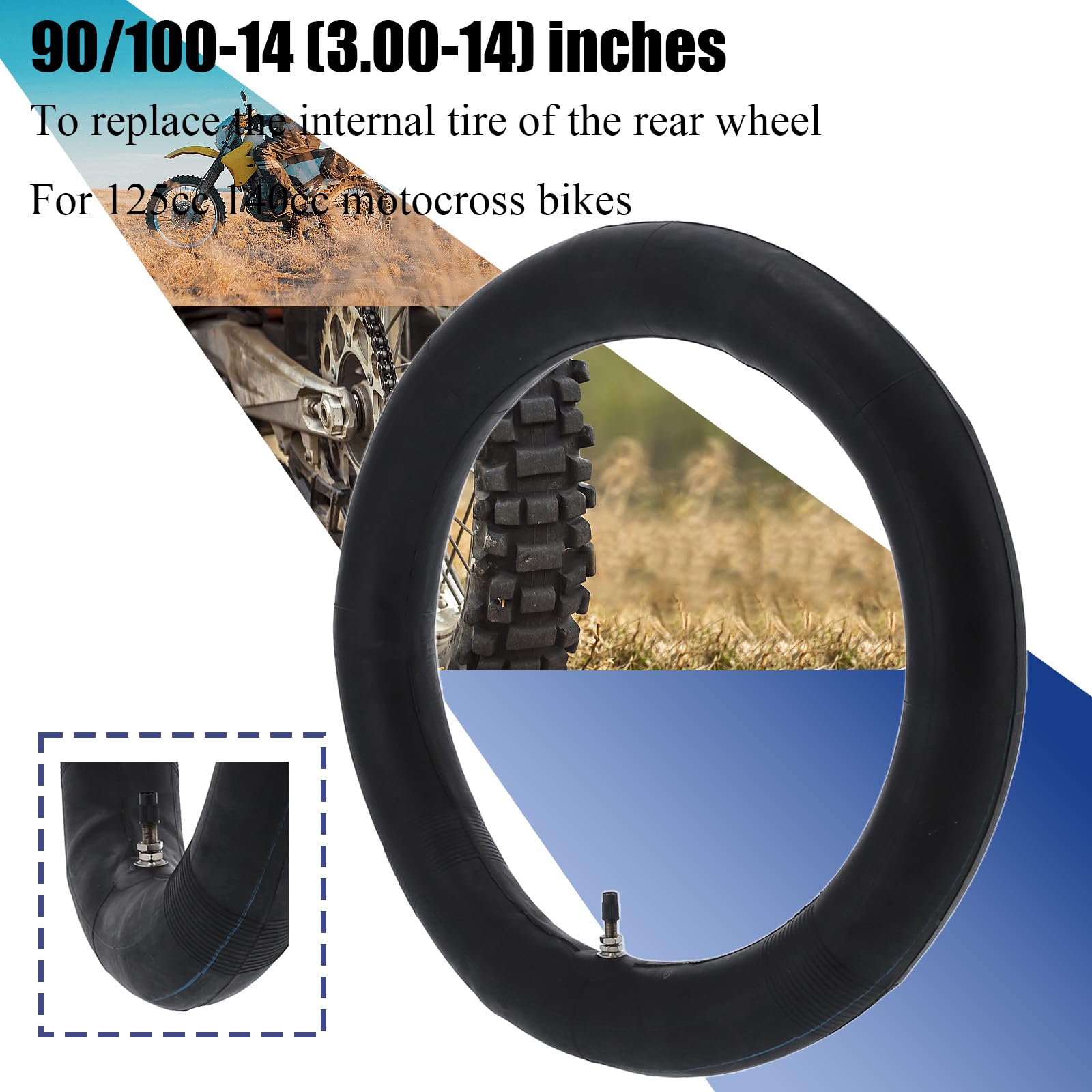 3.00-14 Inner Tube 90/100-14 Rear Tire Dirt Bike Motorcycle CR85 - Foto 6