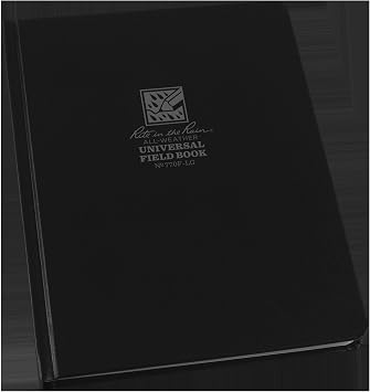 Rite in the Rain Weatherproof Hard Cover Notebook, 6.75" x 8.75", Black Cover, Universal Pattern No. 770F-LG