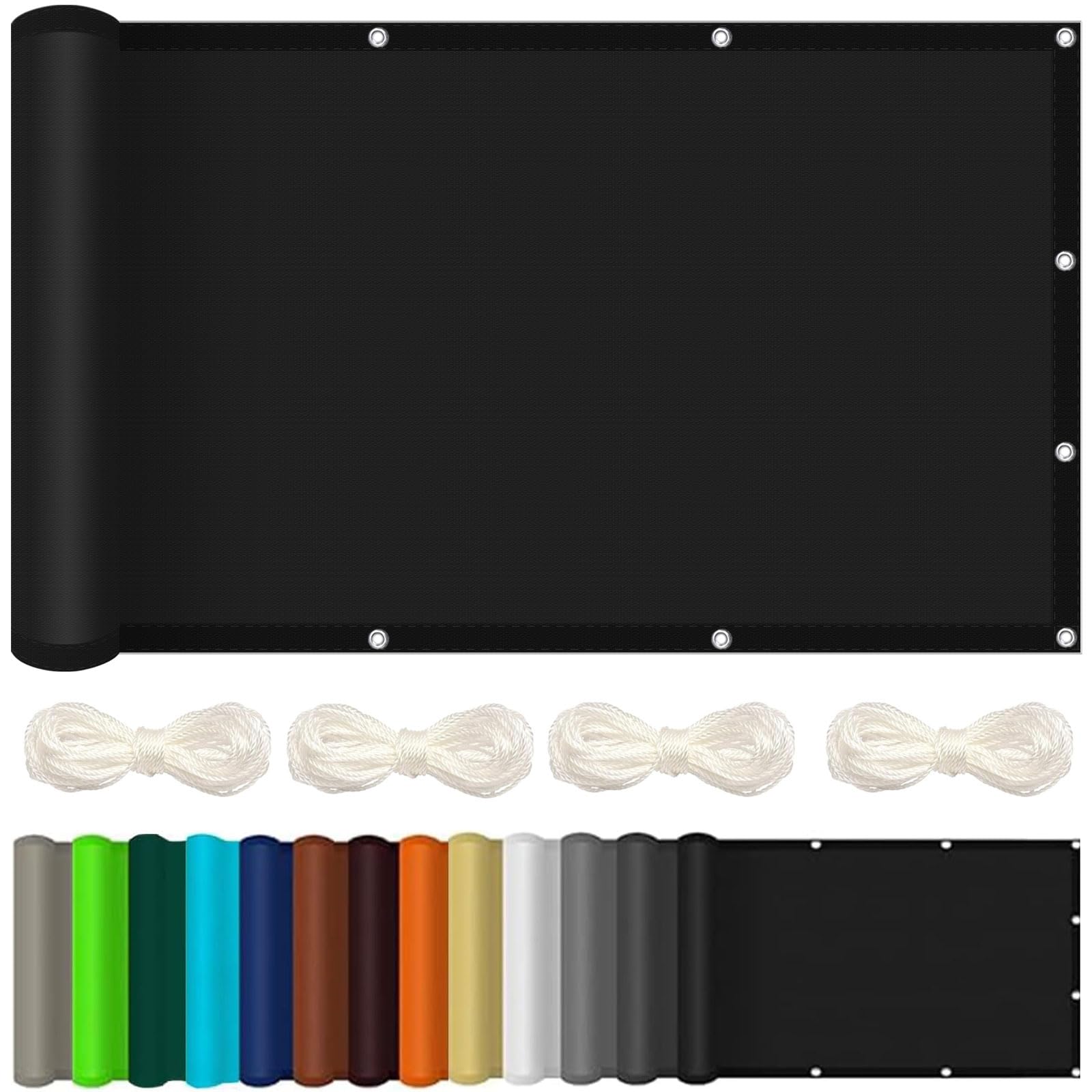 Voile d'ombrage rectangulaire imperméable 5.5 x 5.8 m noir avec oeillets