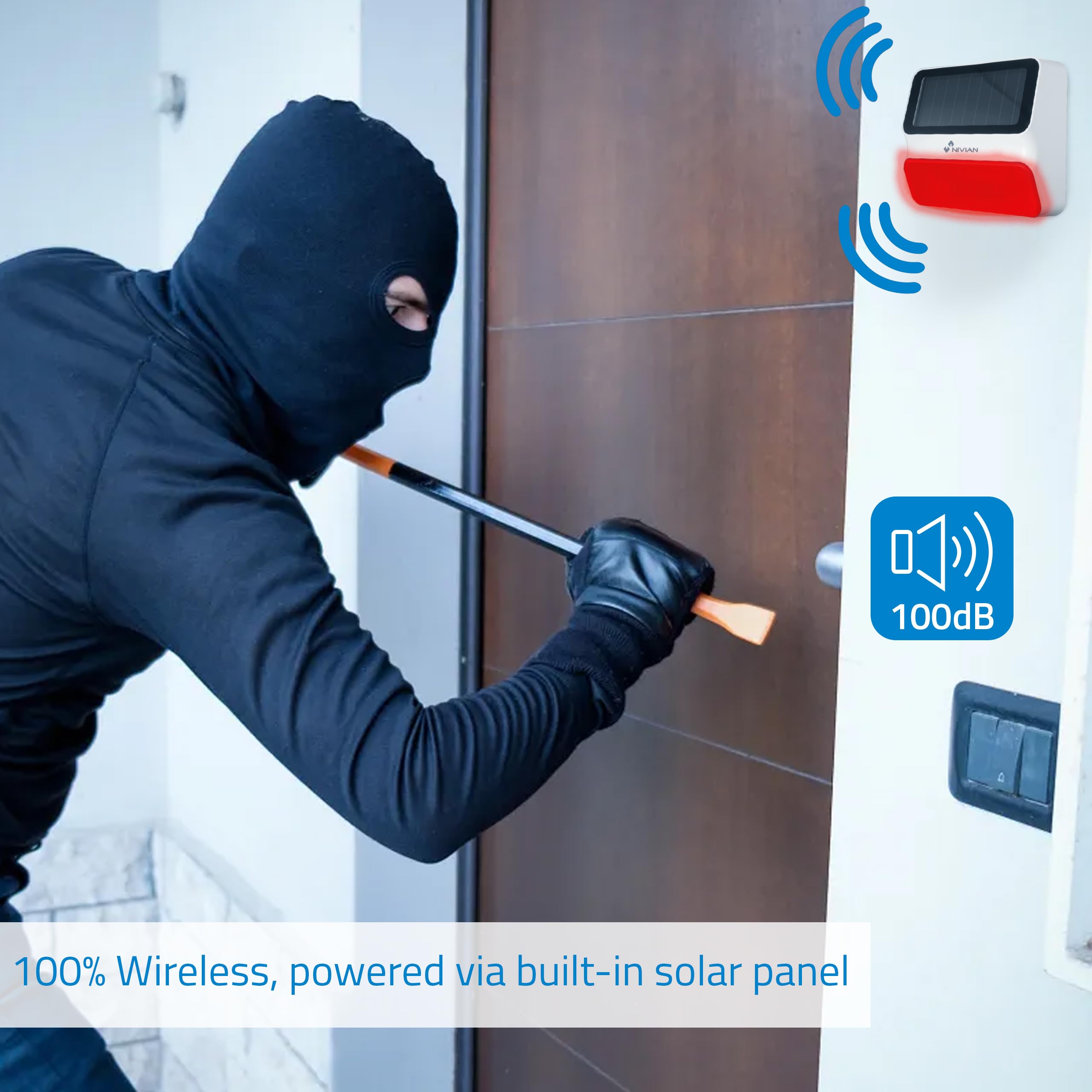 Nivian NVS-S8A-U1 Buitensirene op zonne-energie en back-upbatterij