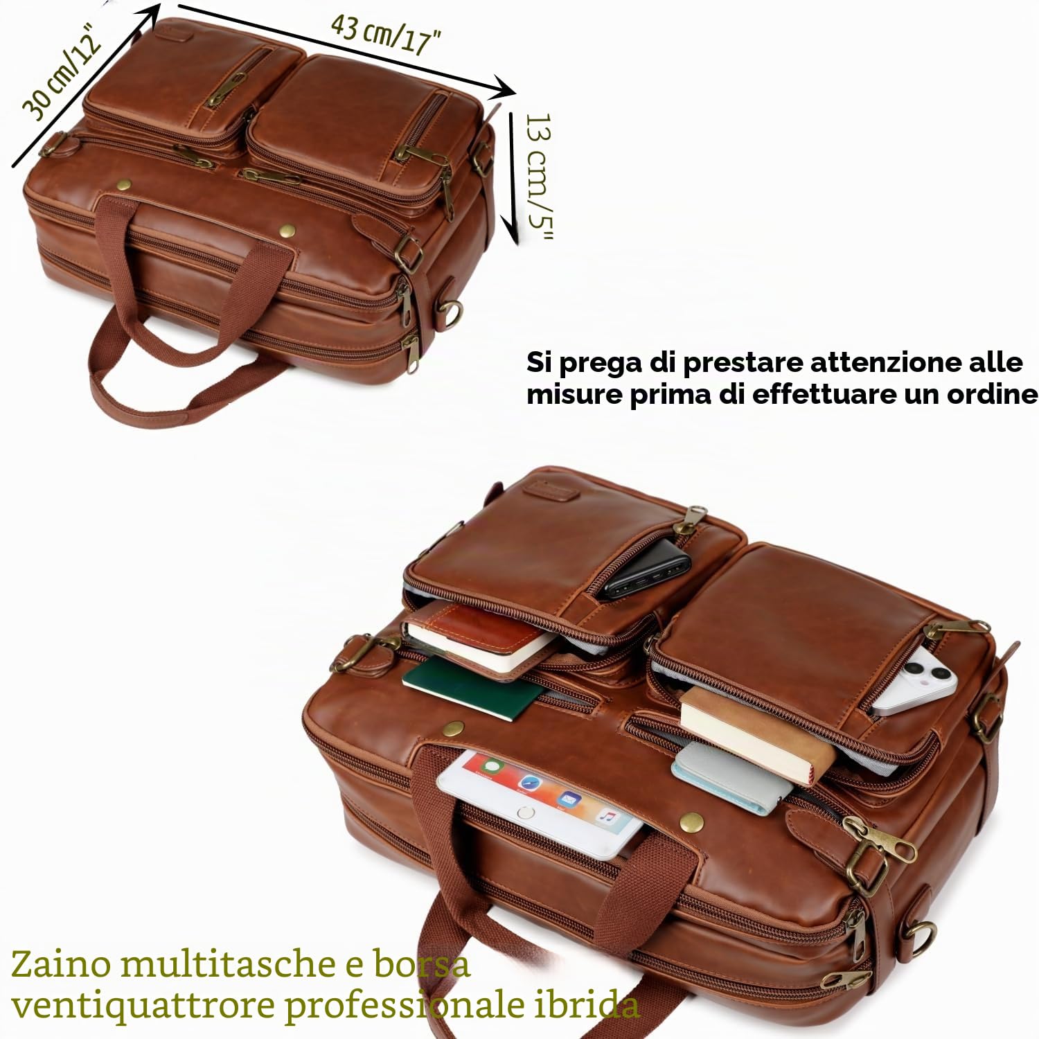 Borsa a tracolla in finta pelle, ibrida da 17 pollici, da uomo, a tracolla, multifunzione, per uomo, HB-22