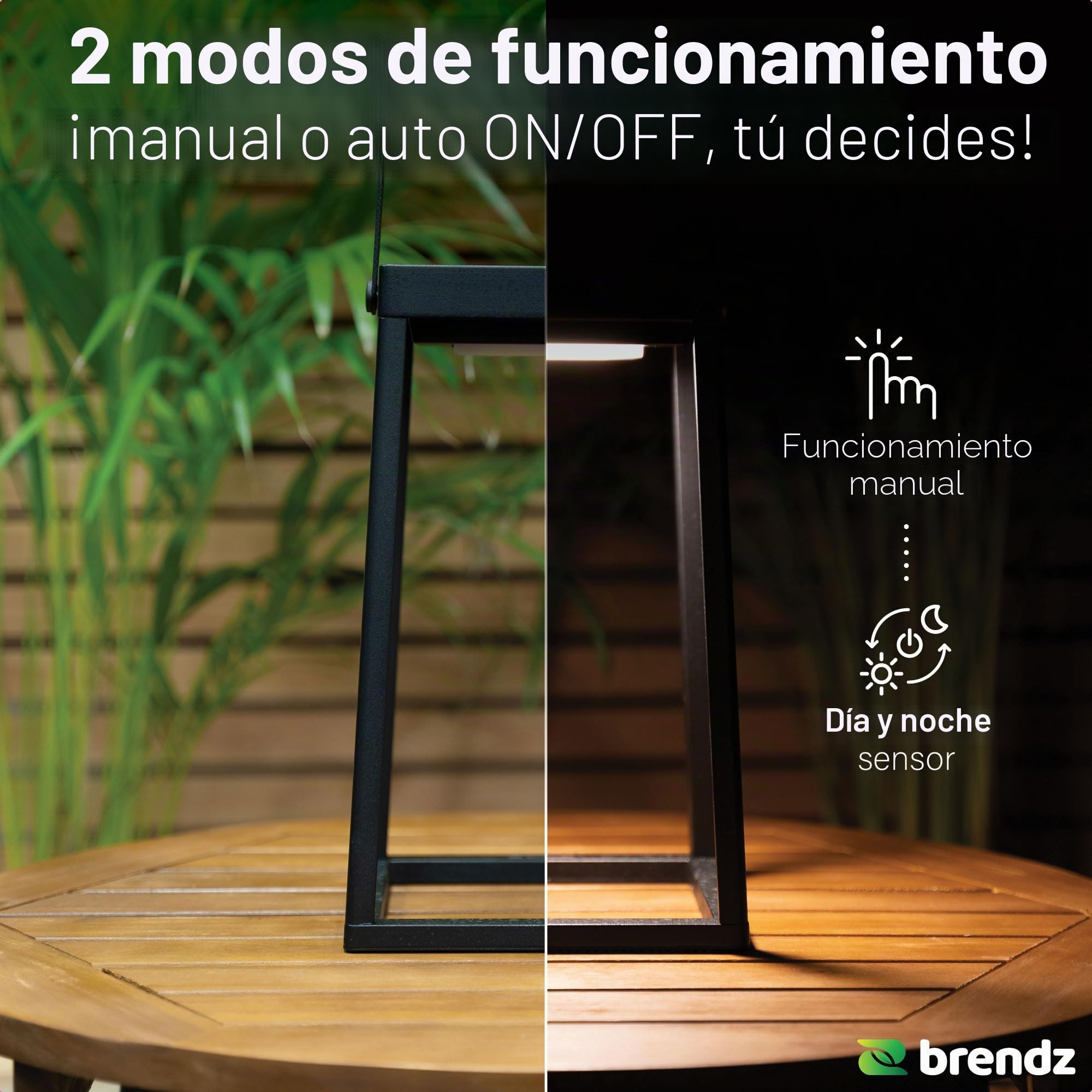 Brendz Lámpara de mesa solar, IP54 impermeable, linterna LED solar con 3 modos de luz, batería recargable por USB-C, decoración de jardín, lámpara de mesa para exteriores, tulsa