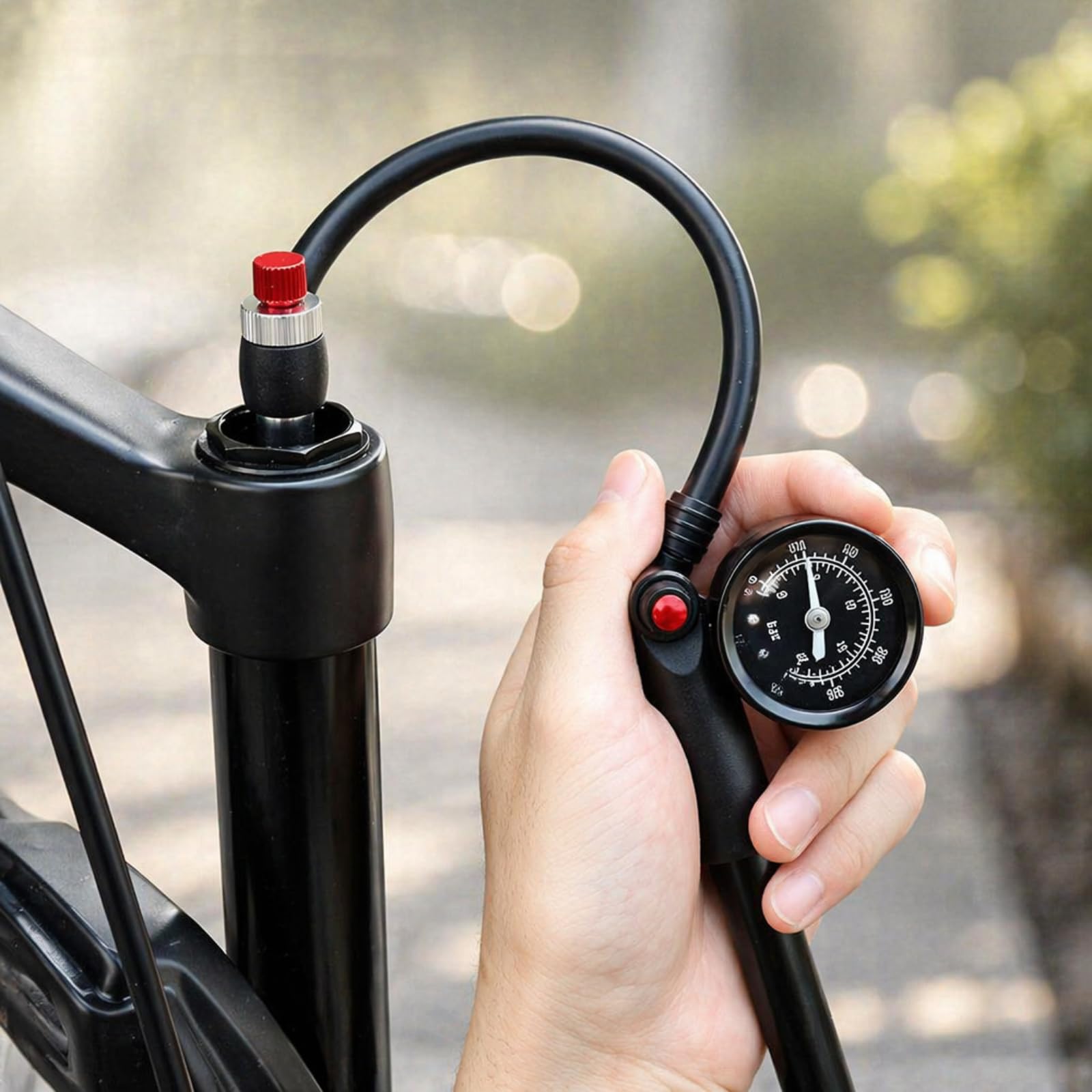 Federgabel Dämpferpumpe, Hochdruck Stoßpumpe, Hochdruck Dämpferpumpe Fahrrad 300 PSI, Luftgabel-Stoßdämpfer, Federgabelpumpe mit Manometer & Entlüftung, Bike Pump für MTB/Rennrad Gabel & Stoßdämpfer