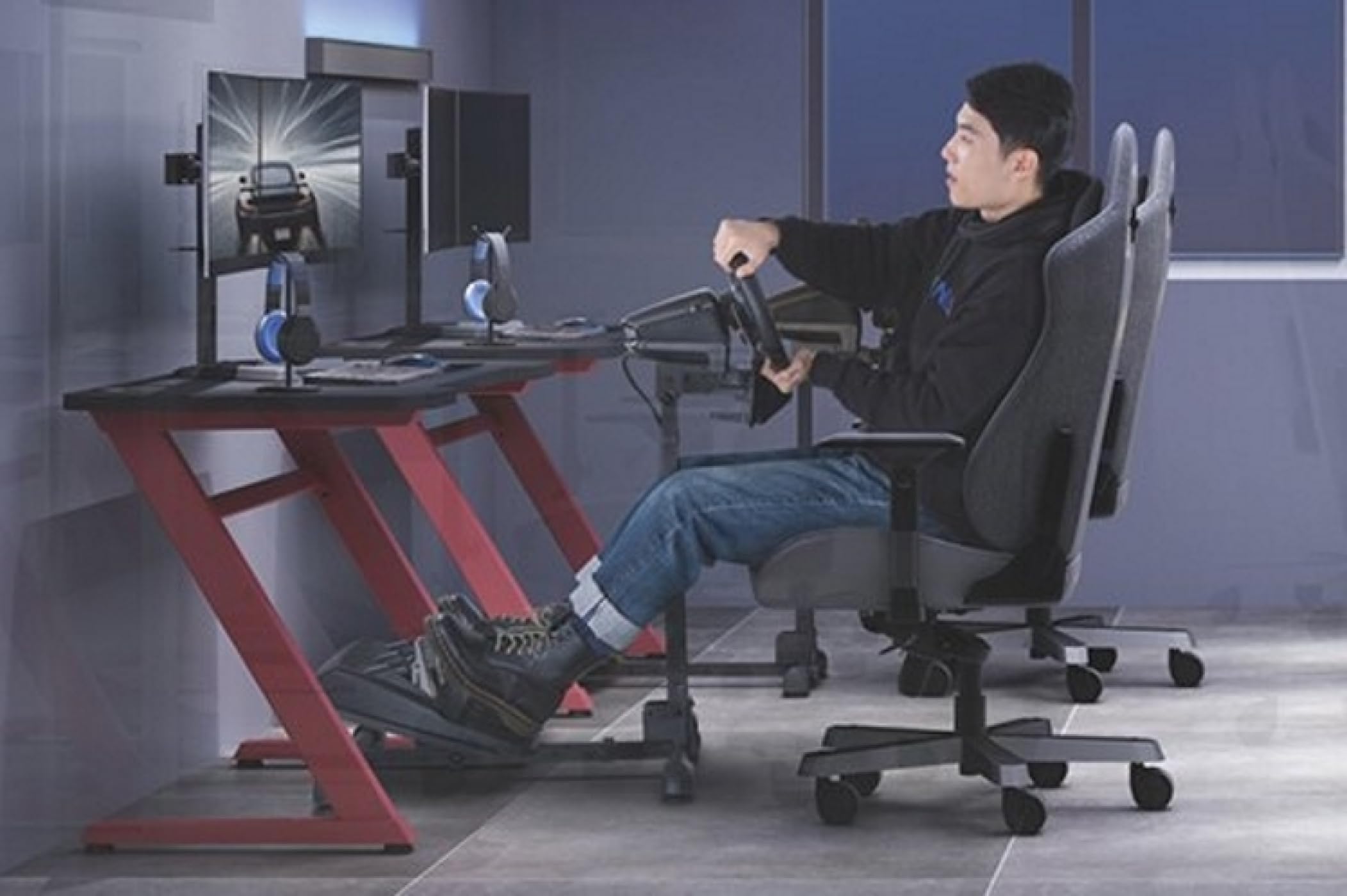 VDD Support pour volant et pédalier de course pliable - compatible Logitech – Thustmaster - Fanatec