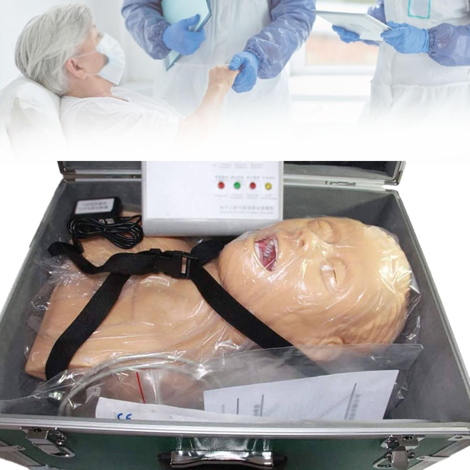 Intubation Manikin Training Krankenpflege Schaufensterpuppe,Erwachsene Intubationsmodell,Mit Zahnalarm-Gerät Simulator Atemwegsmanagement Trainer Intubation Head Lehre Unterrichtet