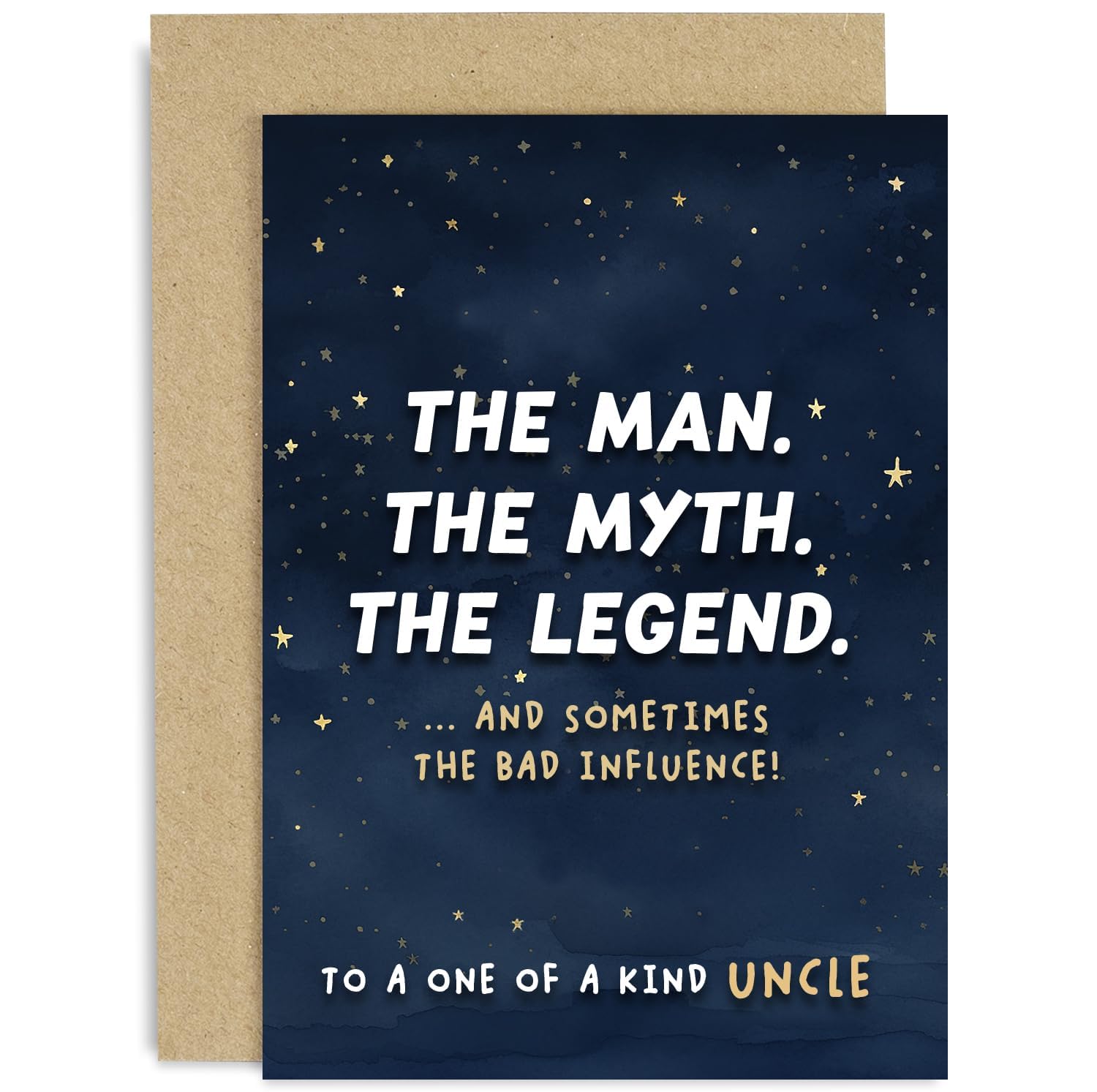 Old English Co. Funny Birthday Cards for Uncle - 'Man, Myth, Legend, Bad Influence' Hilarious Birthday Gift for Him - Fun Male Birthday Card for