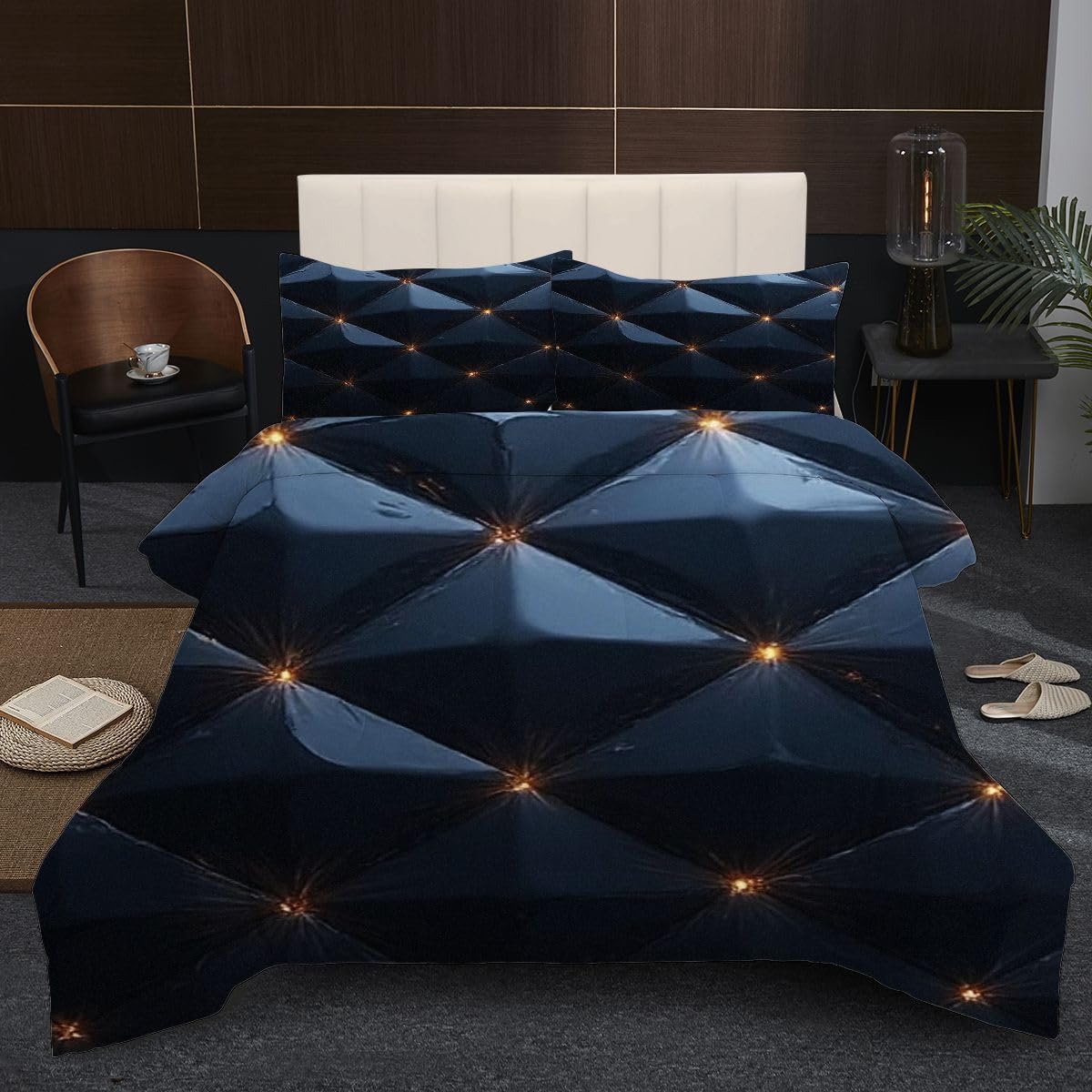 Edredón Nordica Cama 150-220x240 cm Dibujos Negros, 3 Piezas Juego de Ropa para Adultos, 3D Edredón de Microfibra y 2 Funda de Almohada (220 x 240-50 x 75)