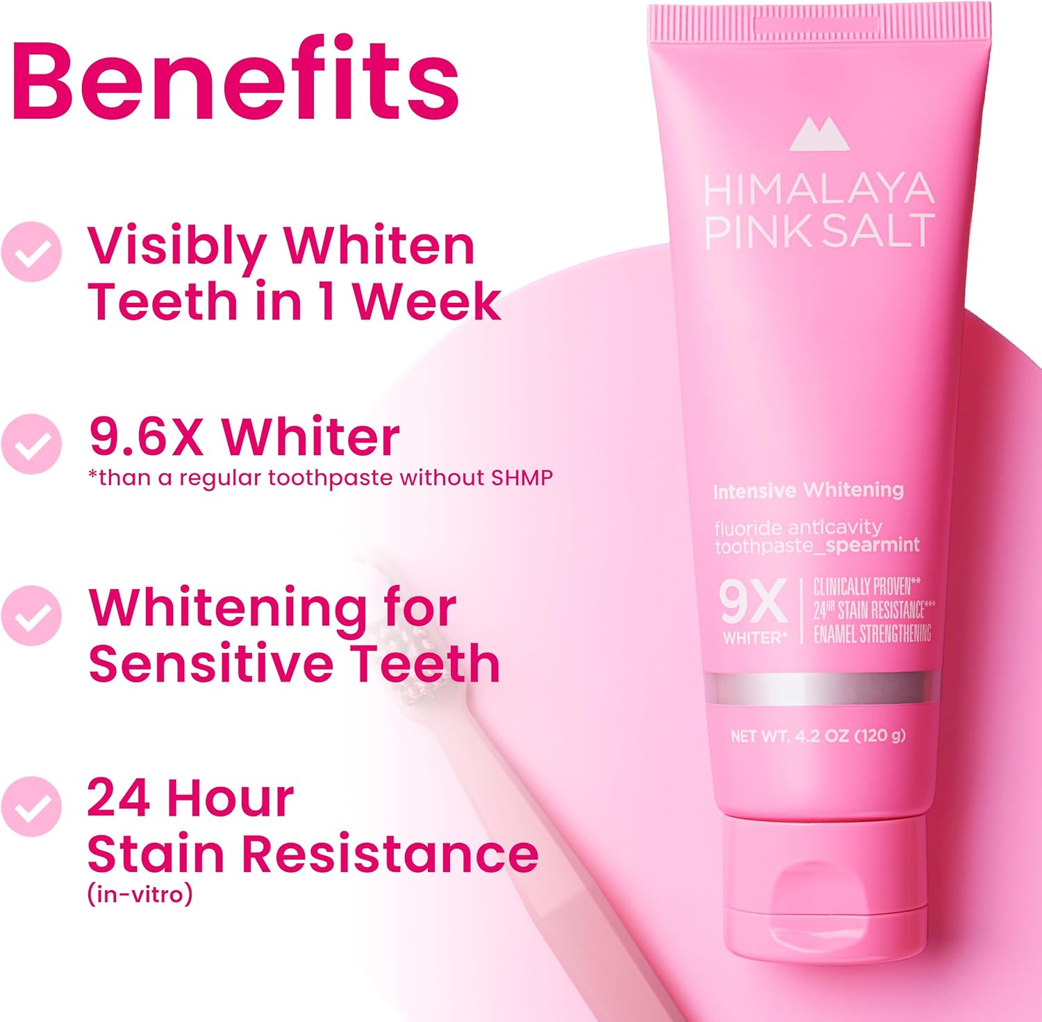 HIMALAYA PINKSALT Intensive Whitening Toothpaste 4.2 oz (Pack of 3)