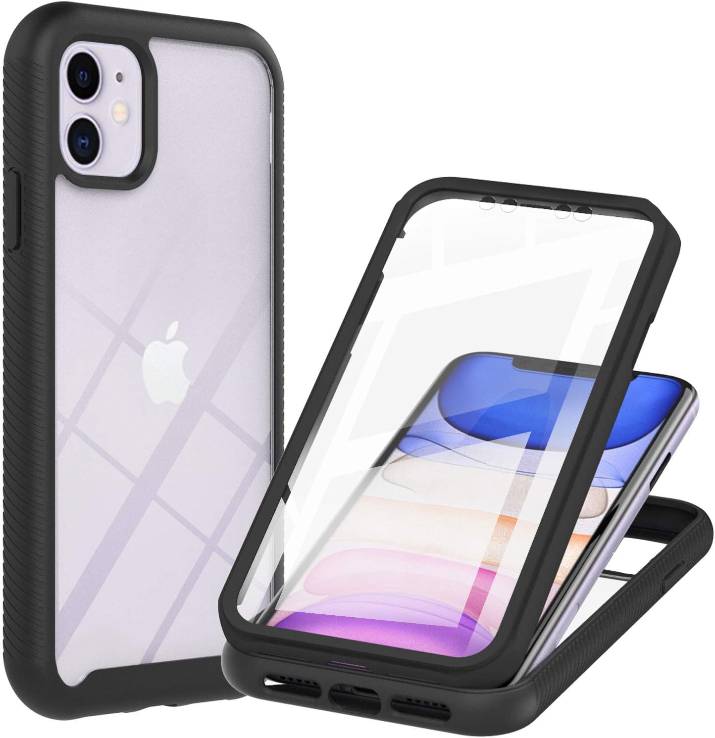 Knoowcase for iPhone 11 Case Built-in Screen Protector iPhone 11 Phone Case Shockproof Full Body Protection Rubber Bumper Stylish Clear Rugged Back Shell Case, Black Knoowcase for iPhone 11 Case Built-in Screen Protector iPhone 11 Phone Case Shockproof Full Body Protection Rubber Bumper Stylish Clear Rugged Back Shell Case, Black