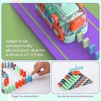 Vista 4 de Juego de juguetes de tren de dominó para niños, 180 juguetes automáticos de tren de dominó con luces y sonido, juguetes educativos creativos