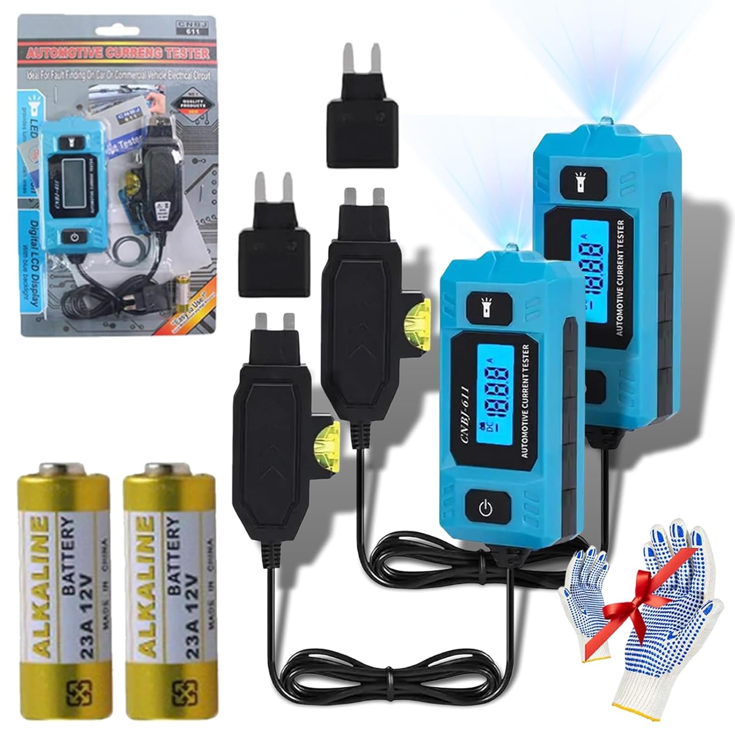 Automotive Circuit Fault Probe Tester, CNBJ-611 20A 48V Automotive Current Tester, Portable High-Precision Waterproof Auto Relay Tester 12v Car Relay Tester Tool with LED Display and Lighting (2PCS)