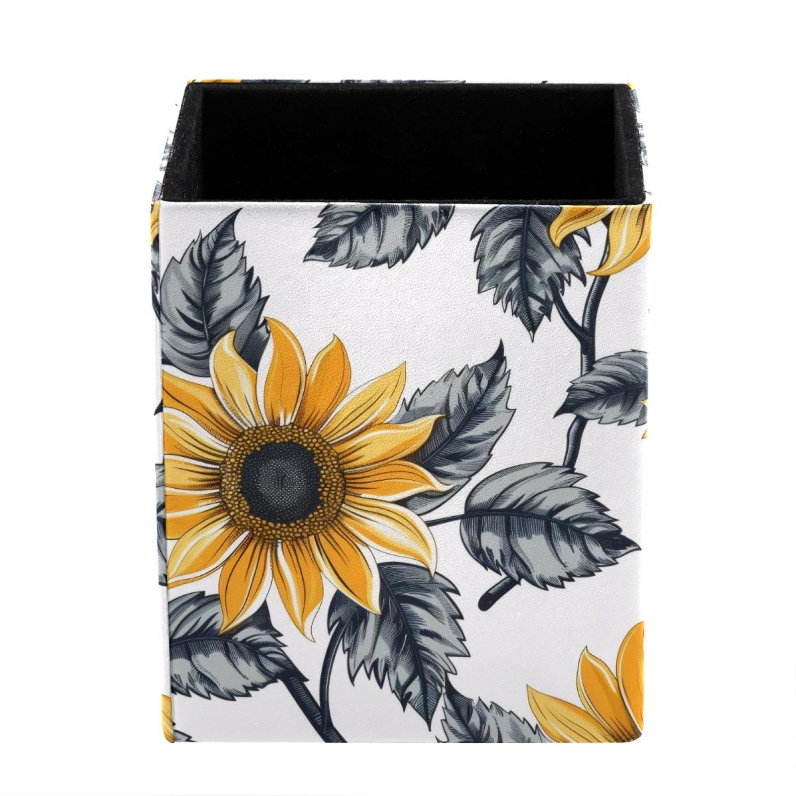 FWJZDSP Pencil Holder, Watercolor Sunflower Pen Cup Makeup Brush Holder, Desktop Organizer Storage Case Stationery for School Home Office Supplies