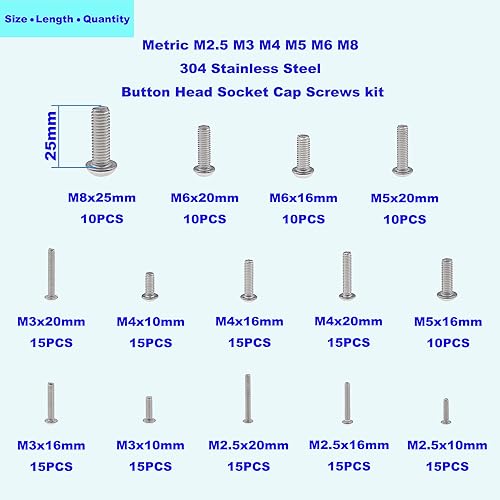 Miniatura 3 de Metric M2.5 M3 M4 M5 M6 M8 304 - Tornillos de cabeza de botón de acero inoxidable