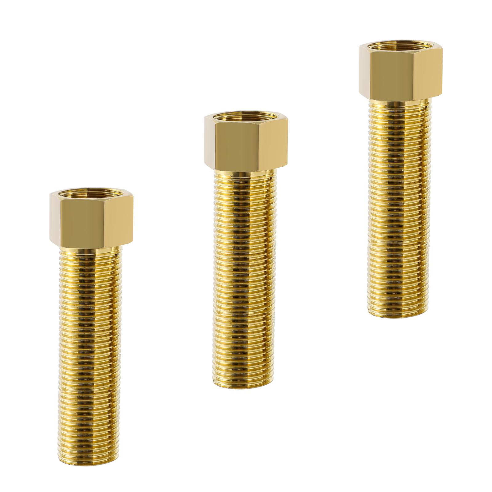GUXGUY 1/2" Extension Brass Pipe Fitting 1/2"NPT Female to 1/2" Male Pipe Hex Bushing Adapter ，Converter Adapter Male Pipe Extension Connector Fitting