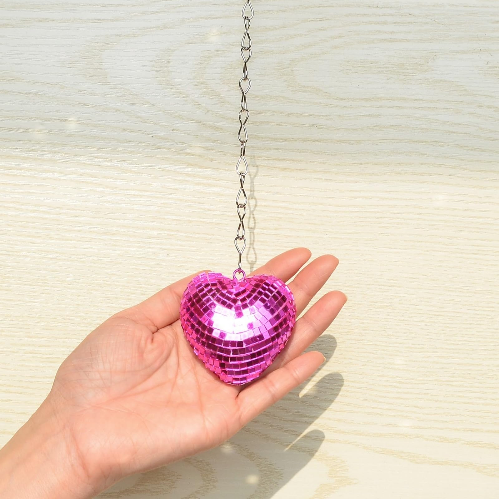 Juego de adornos de corazón inspirados, decoración de metal con espejo, 5 piezas de exhibición en para habitación, foto, telón de fondo, estilo colgante, bola de espejo, decoración de bola de de