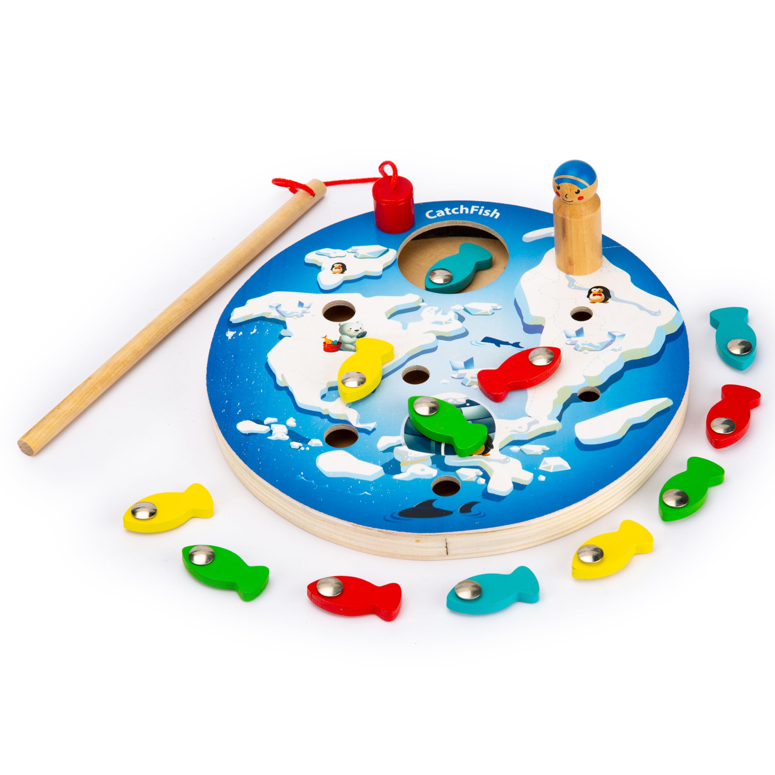 KIDS KINDLY Wooden Magnetic Fishing Game for Kids, Wooden Toys for Kids, Circular Shape Base Board with Colourful Fishes, Fishing Rod & Peg Toy, Age 3+ Years (B0CVL1H47H) Amazon Price History, Amazon Price Tracker