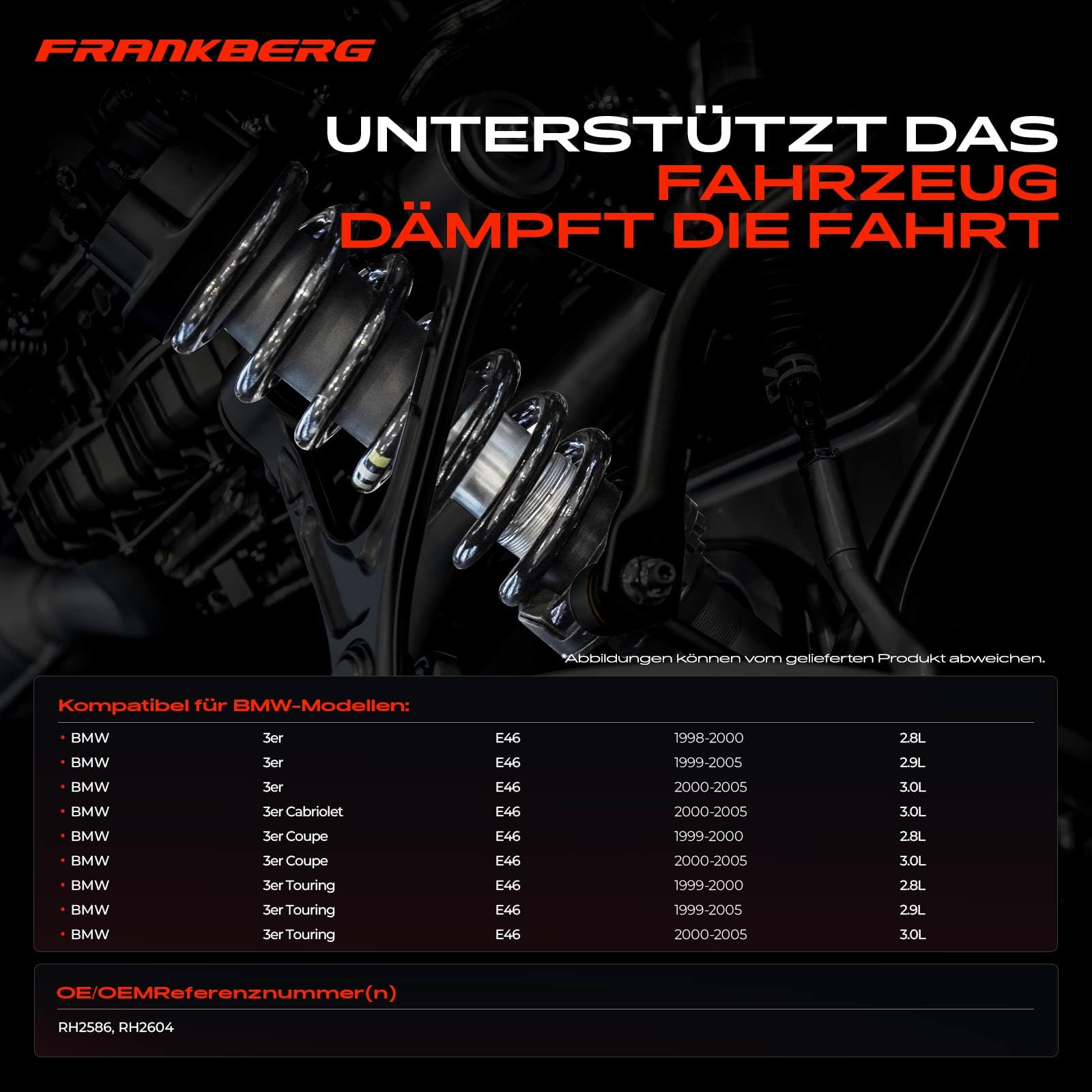 Frankberg 2x Federn Fahrwerksfeder Vorderachse Links Rechts Kompatibel mit 3er E46 328 330 1998-2007 3er Touring E46 328 330 1999-2005