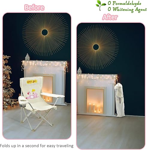 Miniatura 8 de Paquete de 2 sillas de campamento para niños, sillas de playa para niños con paraguas, soporte plegable para tazas, duradero, resistente al