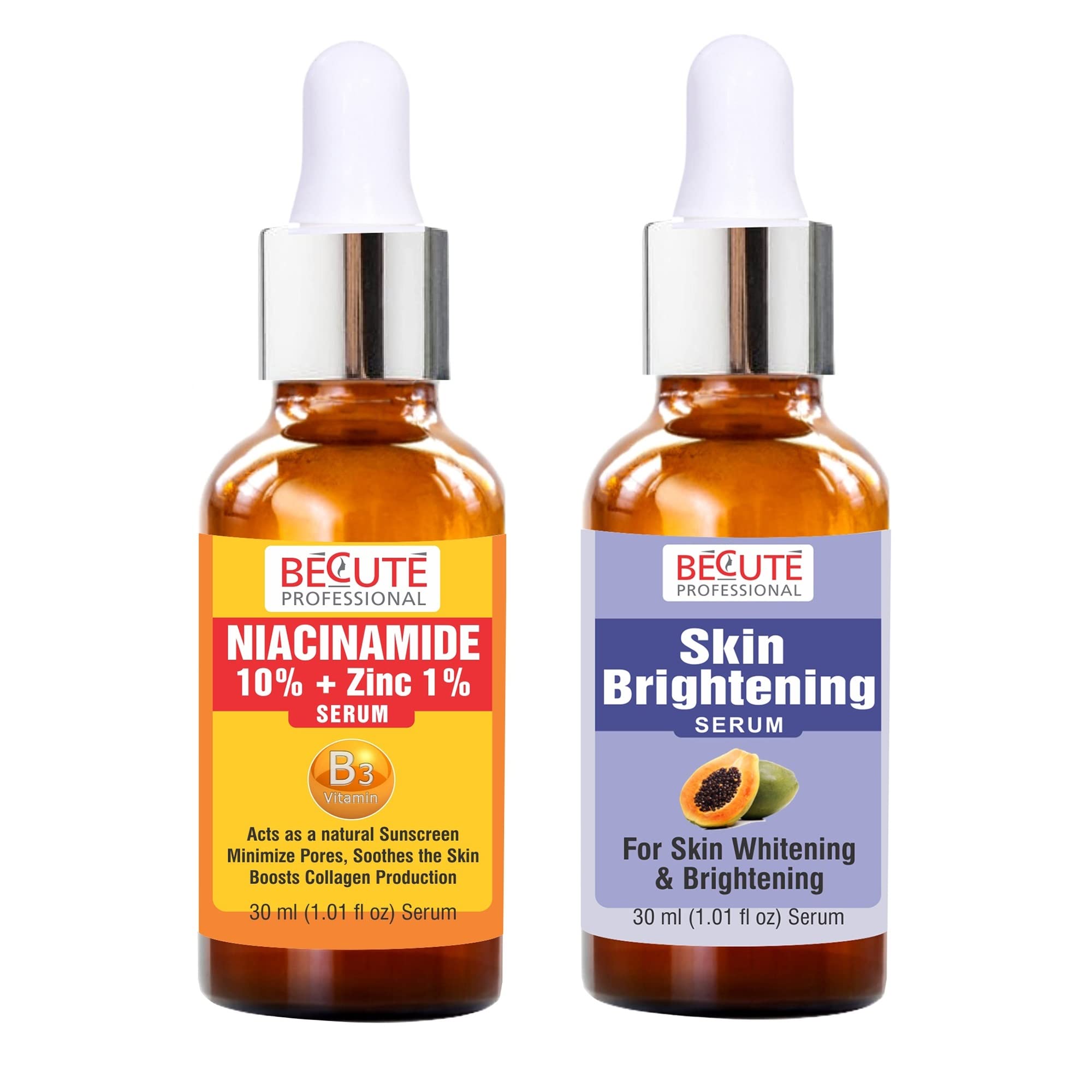 BECUTE PROFESSIONAL 10% Niacinamide Serum+Skin Brightening Serum - Combo Pack, 60 mL