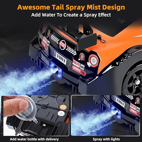Miniatura 3 de Sakeye Coche de control remoto 116 2.4GHz 4WD RC Drift Car, recargable de 18 KMH+ de alta velocidad RC coches de carreras con aerosol, luces frías,