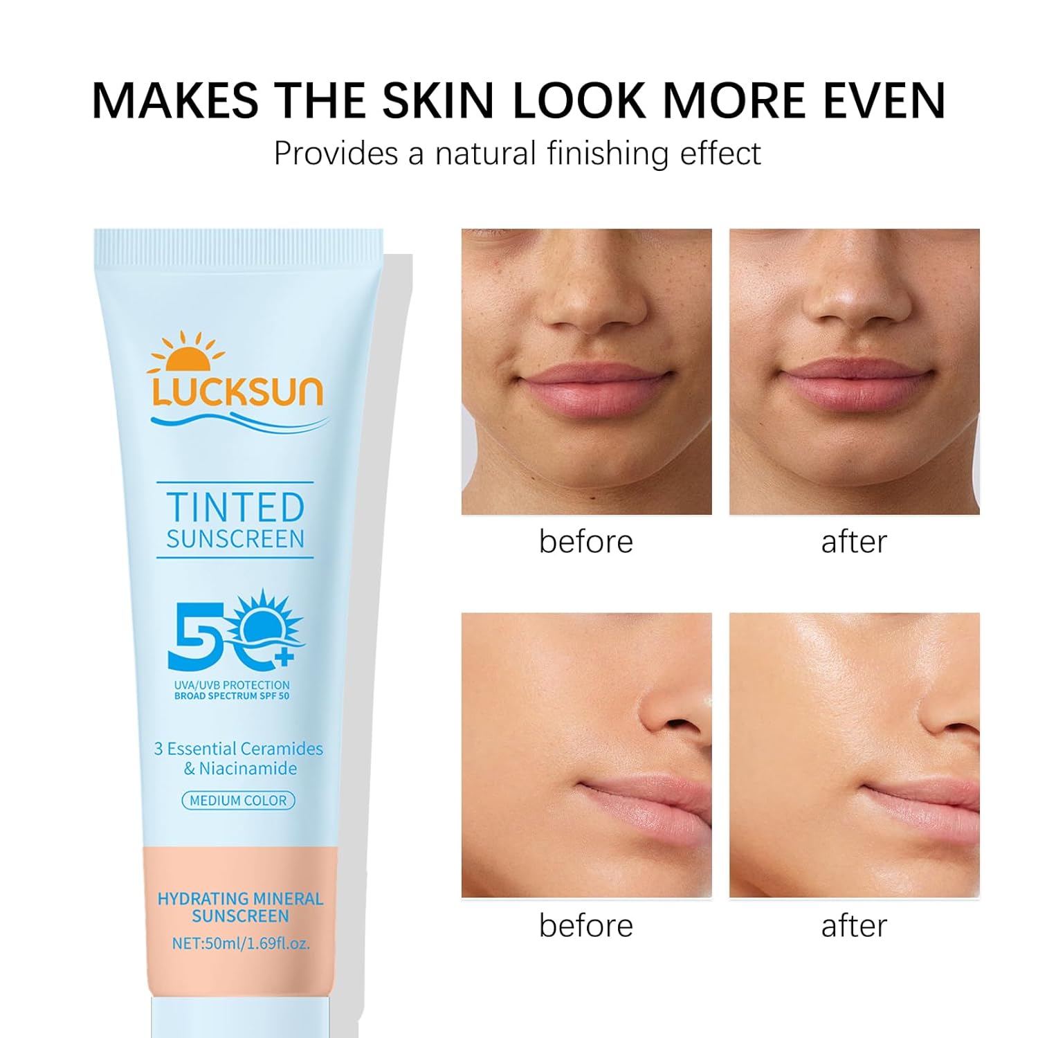 Tinted Sunscreen for Face SPF 50 2 Pack - Medium 50ML - Image 2