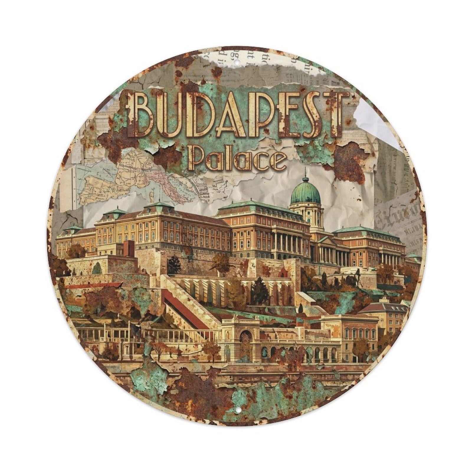 Vintage Travel Budapest Hungary Palace Vintage Metal Tin Sign Plaque