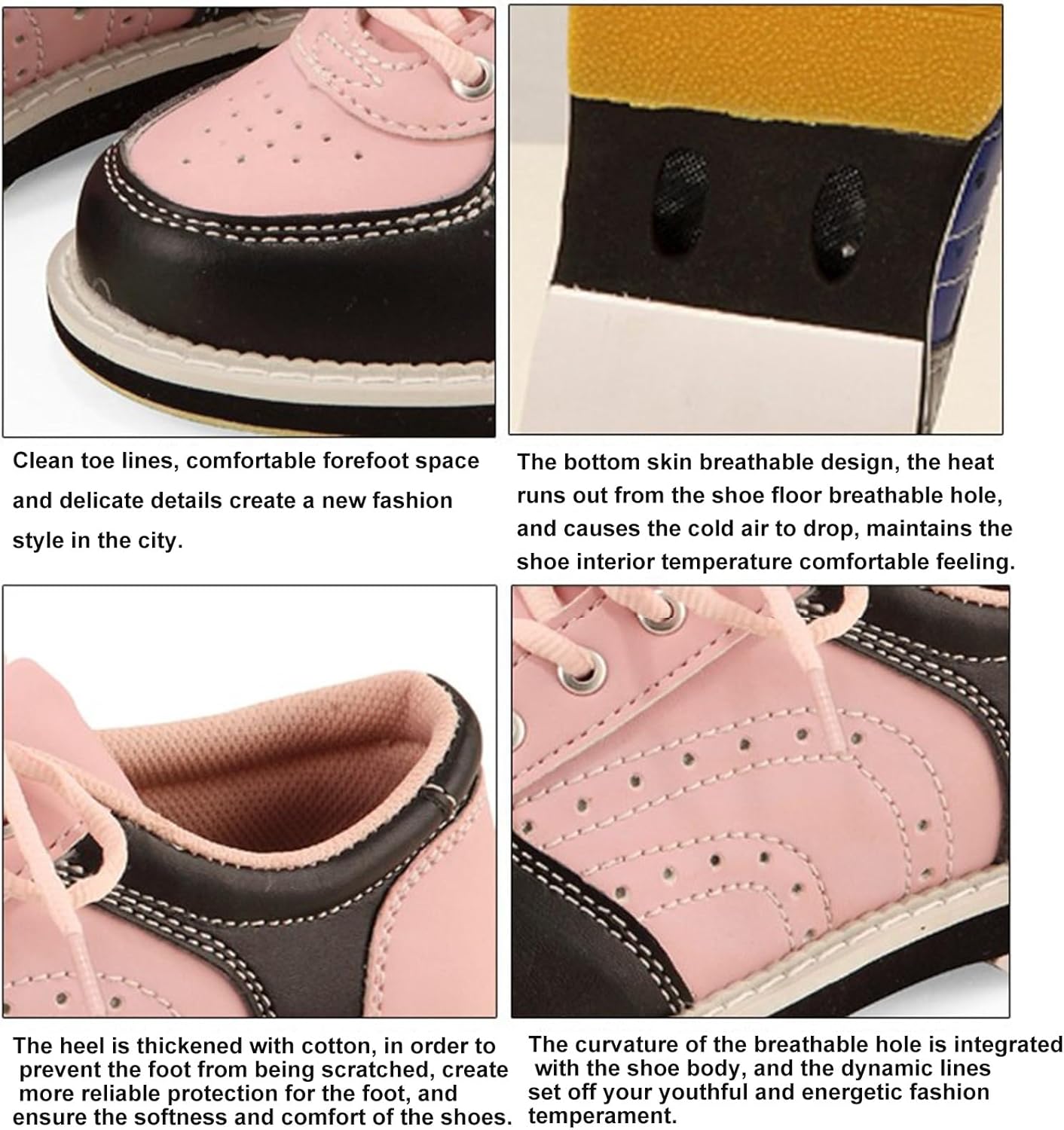 DHAEY Bowling Shoes for Women Men Athletic Style Bowling Shoes Ultralight Breathable Comfortable Sports Shoes for Bowling Alley (Color : Pink, Size : 7 Women/5.5 Men)