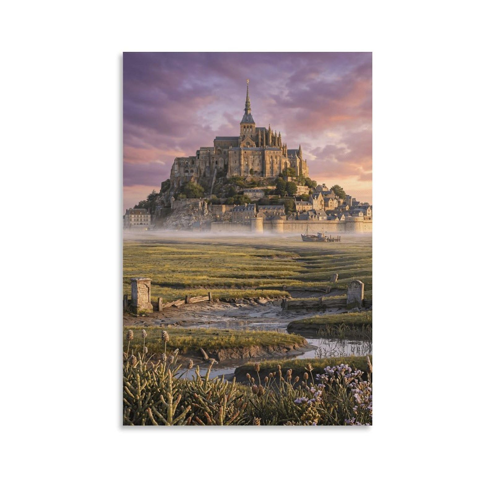 XPASHIQWC Mont Saint-Michel France Wall Decor Poster Canvas Prints Picture Modern Canvas Wall Art Picture Wall Hanging for Living Room Home Decorations 12x18inch(30x45cm)