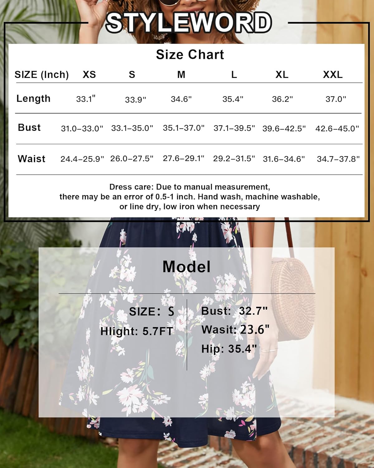 STYLEWORD Womens Sundress Summer Floral Wrap V Neck Backless A-Line Casual Beach Midi Dress - Image 6