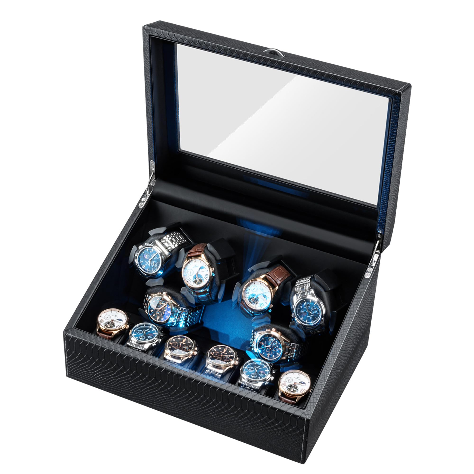 Mcbazel 6 Watch Winder with Storage, Ultra Quiet Automatic Double Rotor Watch Winder Box with 5 Modes, LED Light, and 6 PU Storage Pillows, for Automatic Mechanical Watches