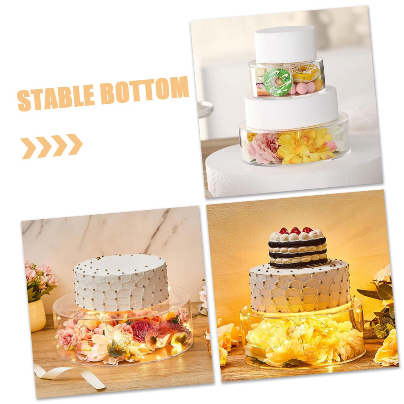 Toyvian Alzata Pezzi Torte e per Rotonda Trasparente Acrilico 2 Supporto Leggero Piccole di Dolci Dessert per Matrimoni e Negozi