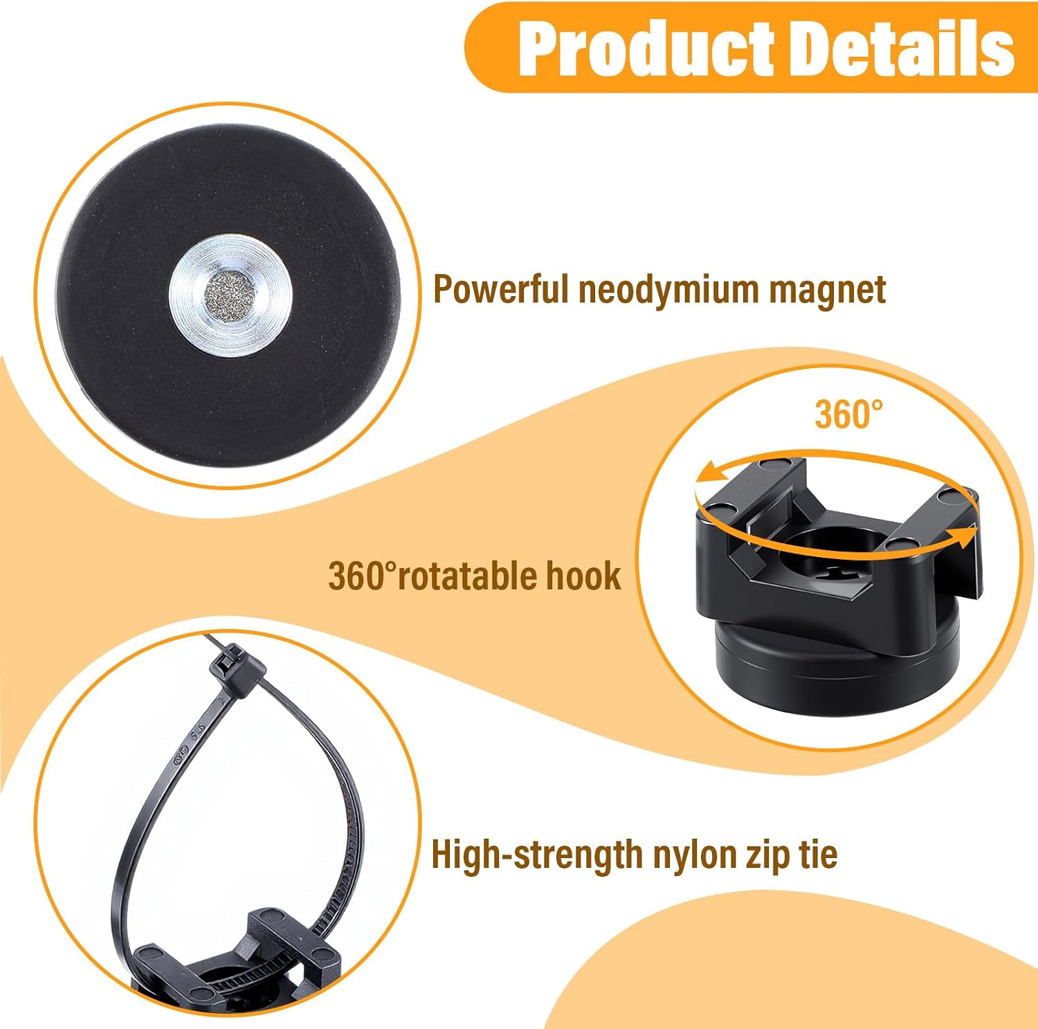 112 Pieces Magnetic Cable Zip Tie Mounts, 12 Pcs Magnets with 100 Pcs Cable Zip Ties, Multipurpose Magnetic Cables Holder for Cables Management, Wire Management Bases