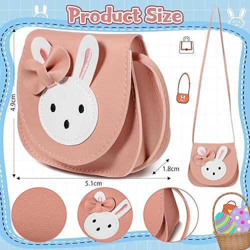 Miniatura 2 de Clysee 10 piezas de bolsos cruzados para niñas pequeñas, bolso cruzado de conejo, bolso cruzado de poliuretano para niñas y niños pequeños, 10