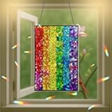 Floral LGBT Rainbow Flag Suncatcher – Acrylic Holographic Light Catcher – Pride Window Decor | Colorful Flower Ornament | Love is Love Gift for LGBTQ+ Community Home Car Tree Display