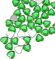 Vista 32 de MECCANIXITY 60 piezas de diamantes de imitación acrílicos de corazón de 0.59 pulgadas (0.591 in) con parte trasera plana, gemas de plástico