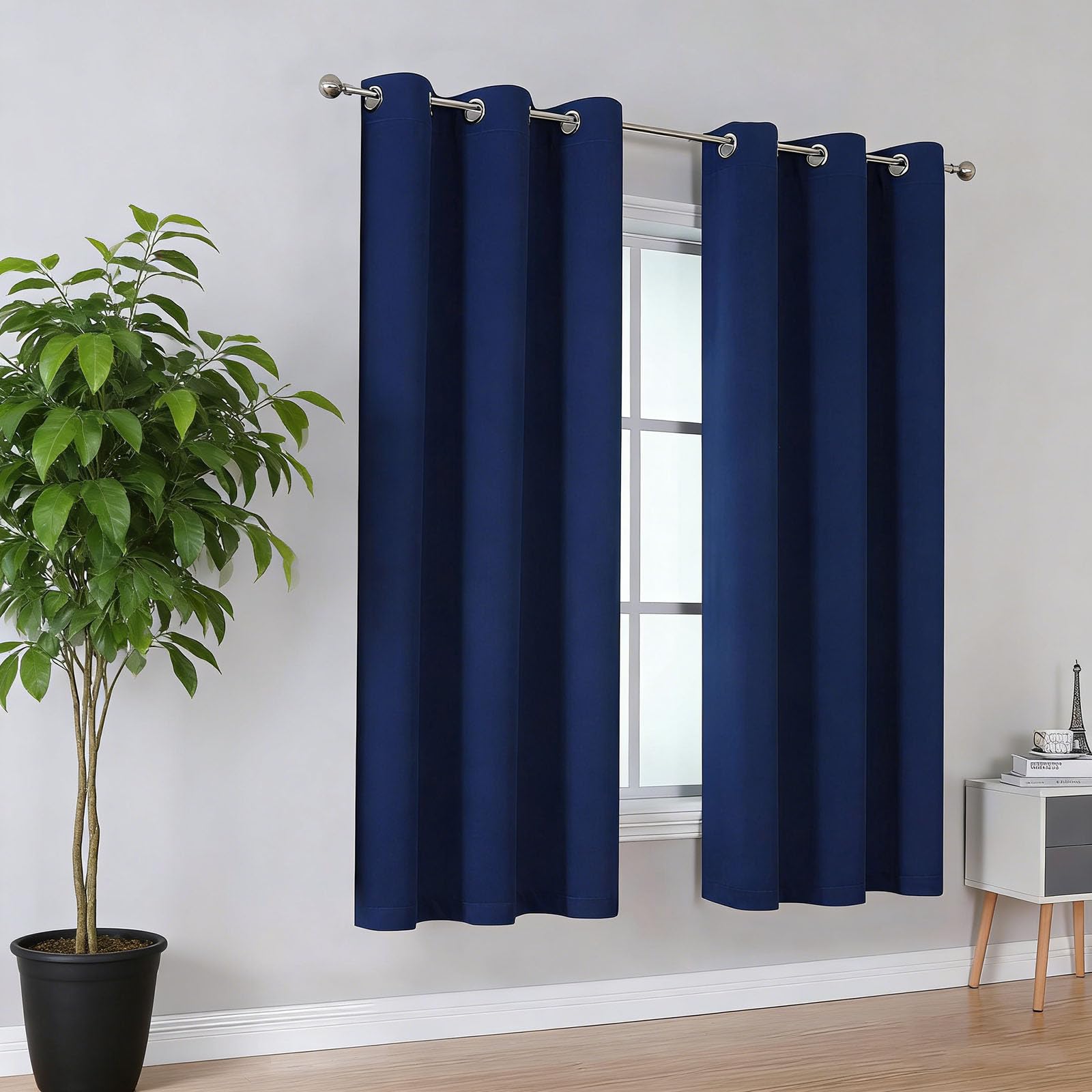 Rideau occultant salon et porte fenêtre design moderne bleu foncé 180cm