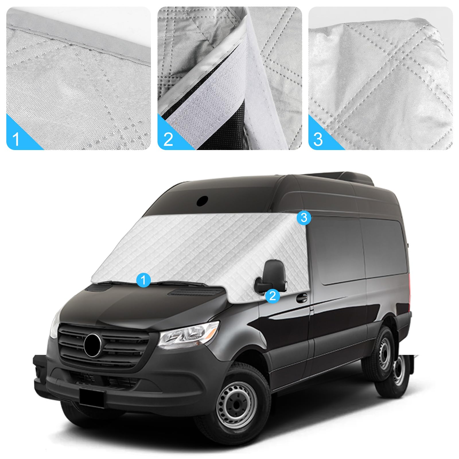 Copri Parabrezza Auto Inverno Compatibile con Mercedes-Benz Sprinter VS30 2019-2025, Telo Auto Esterno Antigrandine Protezione da Foglie Gelo Neve Parasole per Finestrino Anteriore