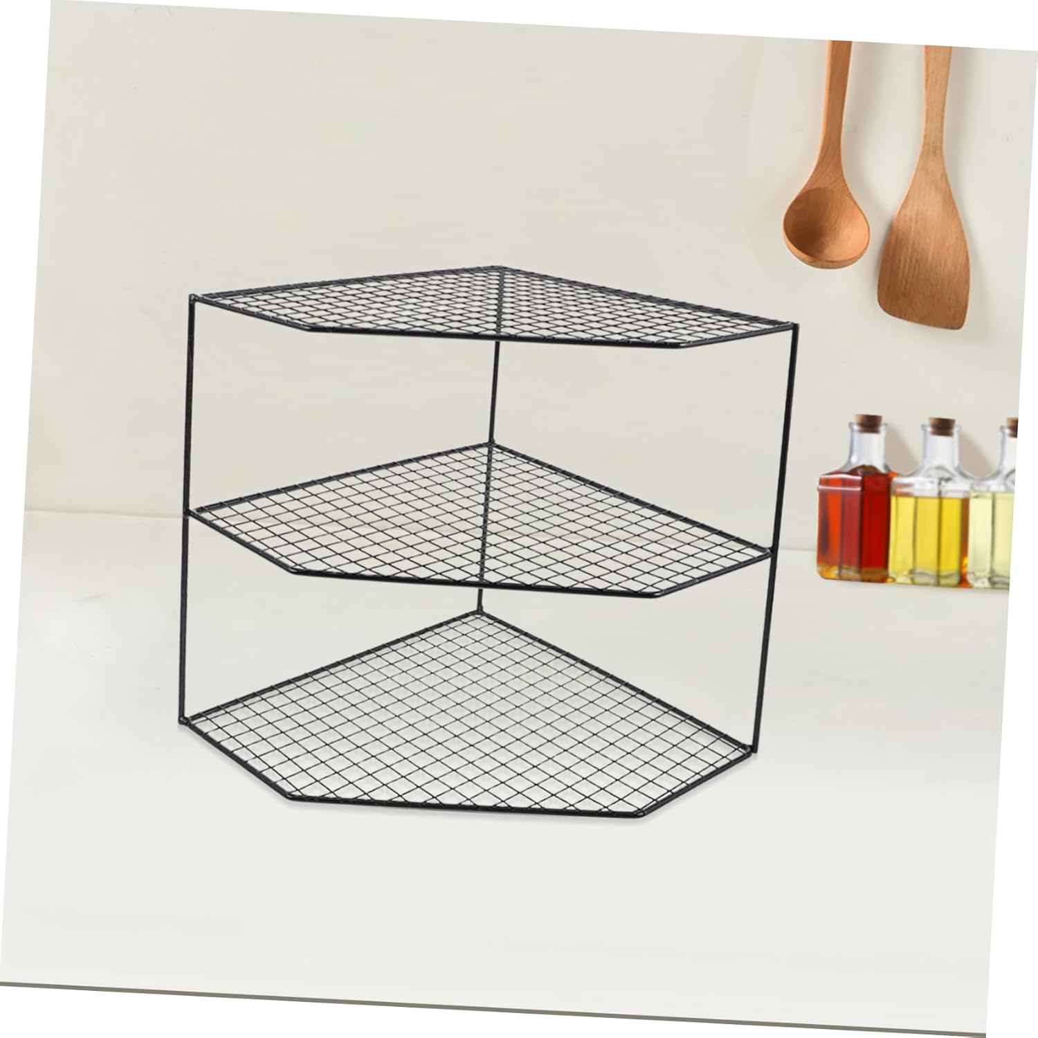 Luxshiny Multi Functional Corner Spice Rack Organizer for Kitchen Bathroom Countertop Display Shelf Space Saving Design for Easy Access Storage