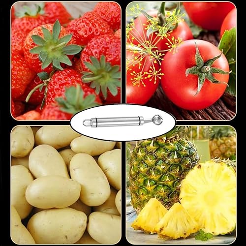 Miniatura 8 de 4 piezas de acero inoxidable descorazonador de fresas multifunción, descorazonador y removedor de picaduras, para fresa, tomate, verduras y frutas,