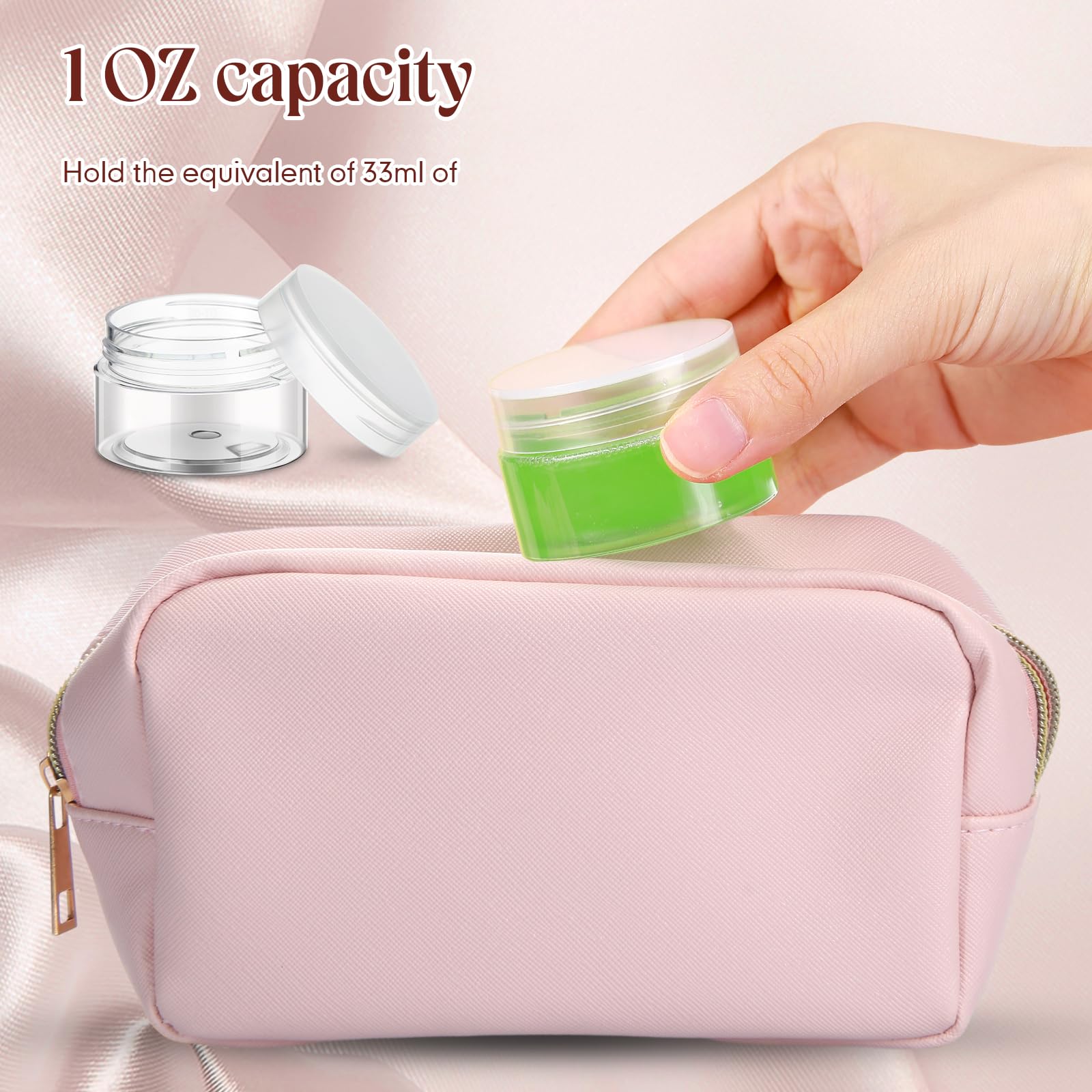 SATINIOR Lot de 100 petits bocaux en plastique transparent avec couvercles à large ouverture pour lotion, crème, strass, beurres corporels, rangement de voyage (transparent, 28,3 g)