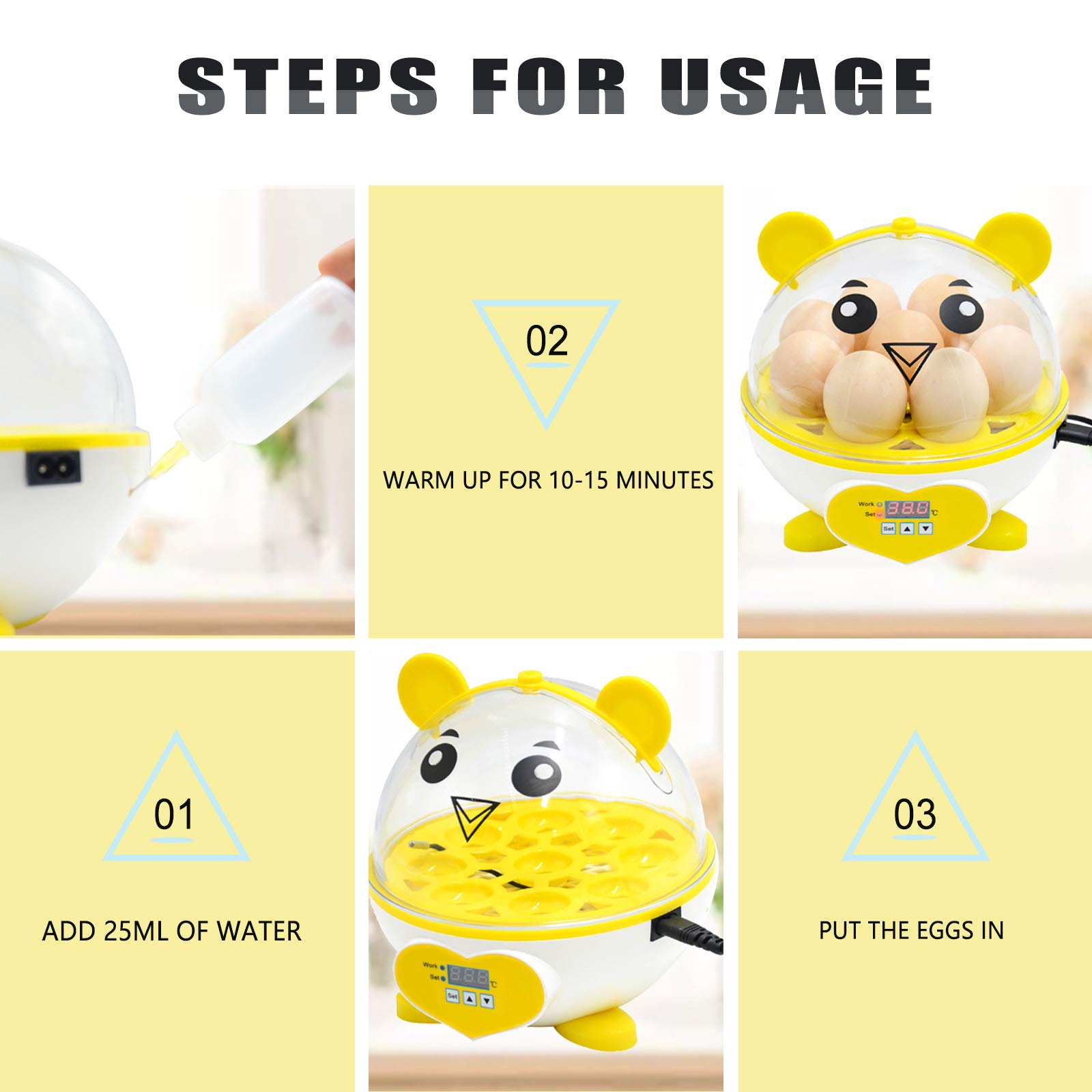 Mini incubatrice per uova da 9 uova, incubatrice per incubatrice con controllo automatico della temperatura, attrezzatura da cova domestica per polli/anatre/quaglie/pollame/pappagalli…