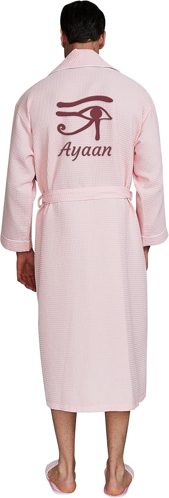 Lotus Linen Custom Monogram Robes for Men - Personalized Embroidered Bathrobe with Custom Names