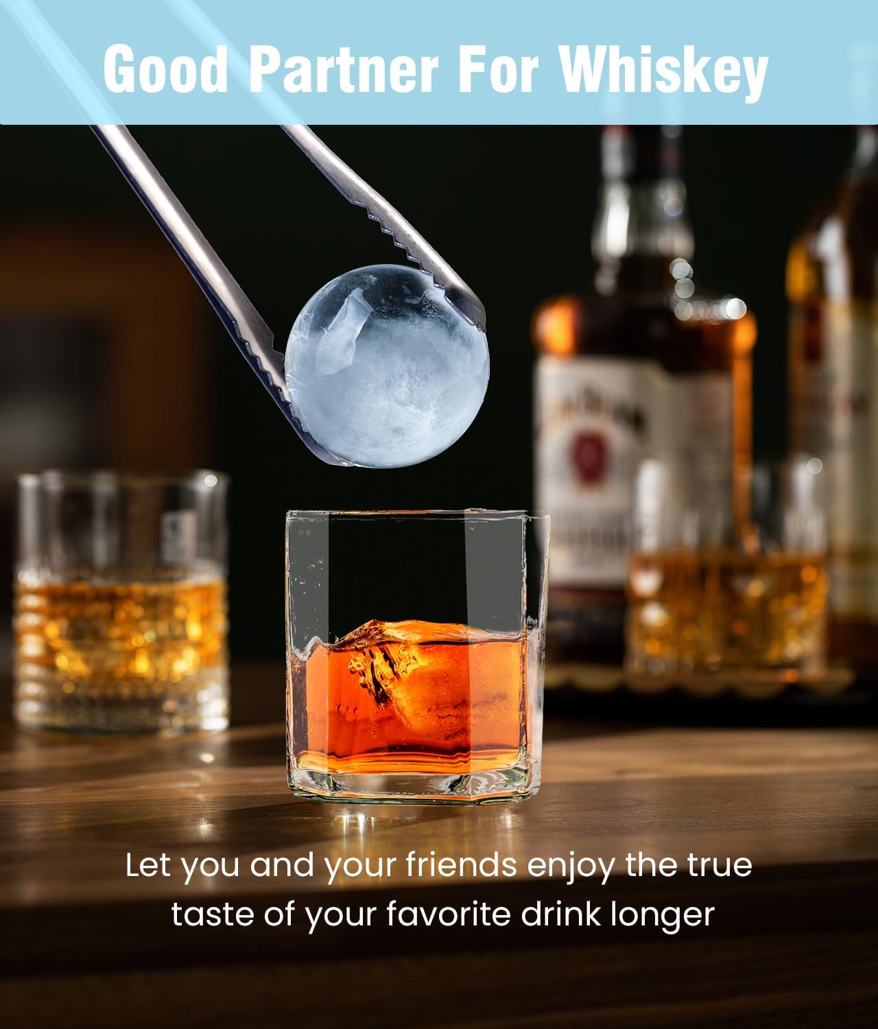 Ice Cube Trays for Freezer - Large Ice Cube Molds, Stackable Big Ice Mold with Lid and Bin, Round Ice Cube Maker for Whiskey, Cocktails and Homemade Drinks, Easy Release BPA Free (1.7in/16balls)