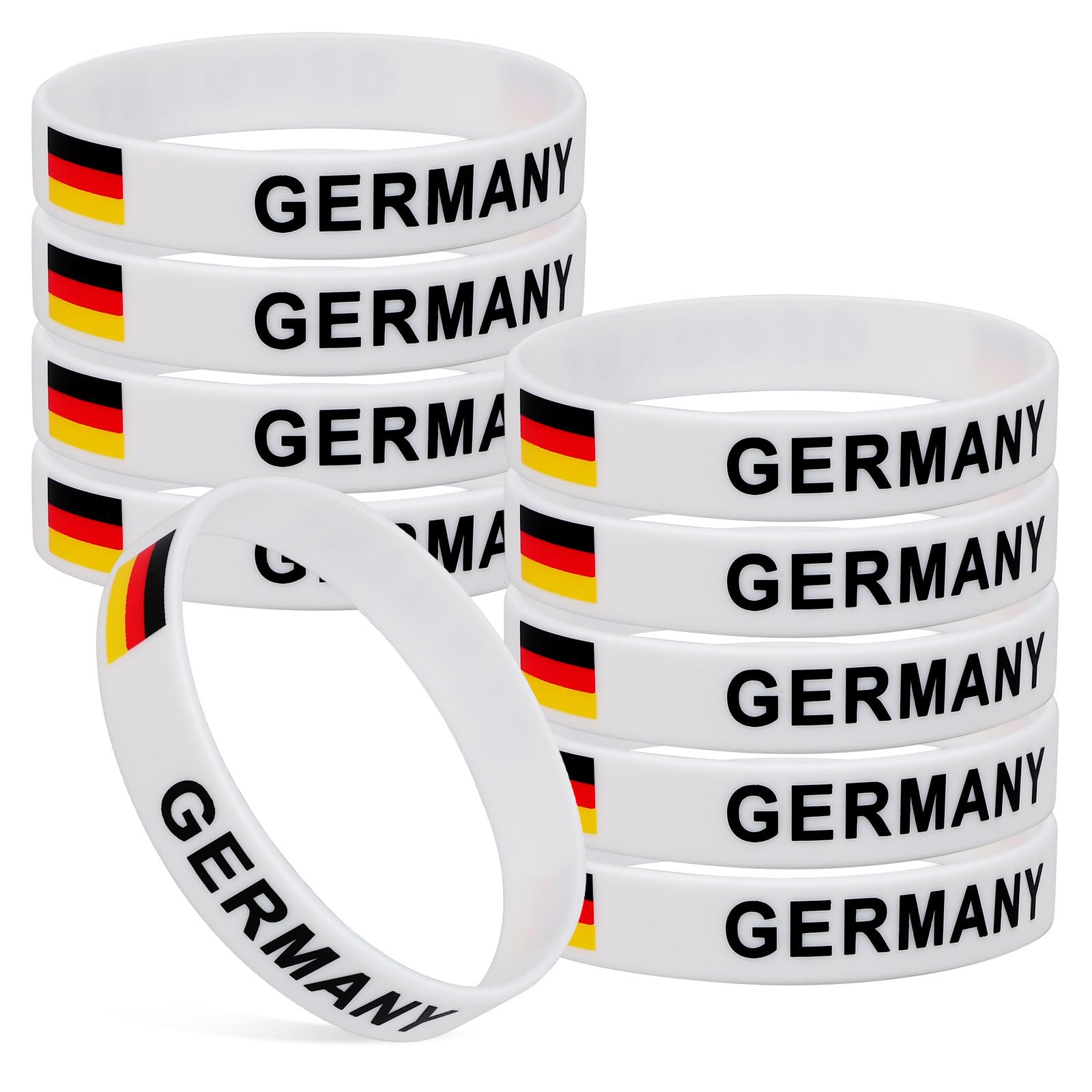BESPORTBLE Lot de 10 bracelets en silicone Allemagne - Bracelets de sport robustes en caoutchouc