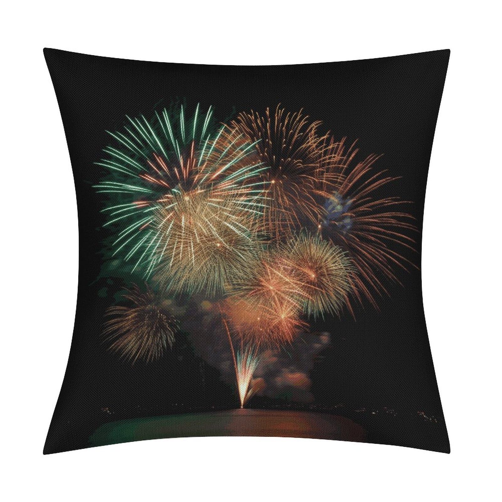 Fodpand Style Fireworks Pillow Covers 18X18 Inch, Pillow Cases Boho Farmhouse, Throw Pillow Covers For Couch Sofa Bed Spring Home Decor
