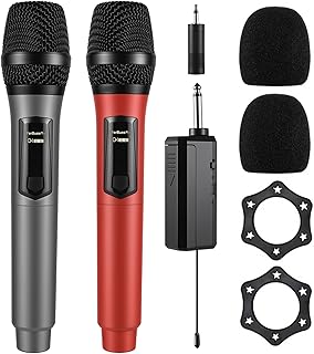 FerBuee Wireless Microphone Dual Professional Cordless Handheld Microphone System for Amplifier, PA System, Karaoke, Meeti…
