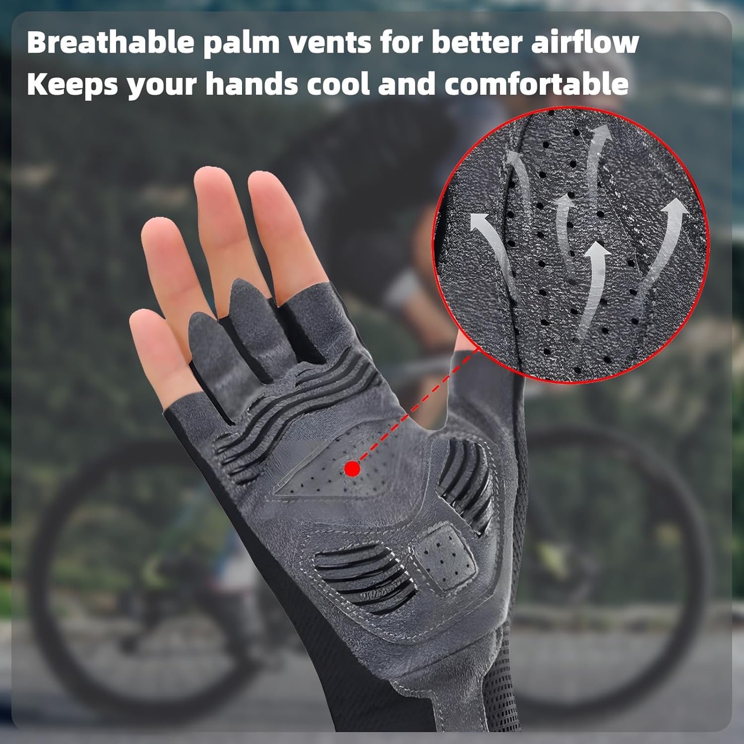 Cycling Gloves Half Finger - Breathable & Lightweight Bike Gloves for Men & Women, Anti-Slip for Mountain Biking, Running, Gym, Outdoor Sports, Black - Image 4