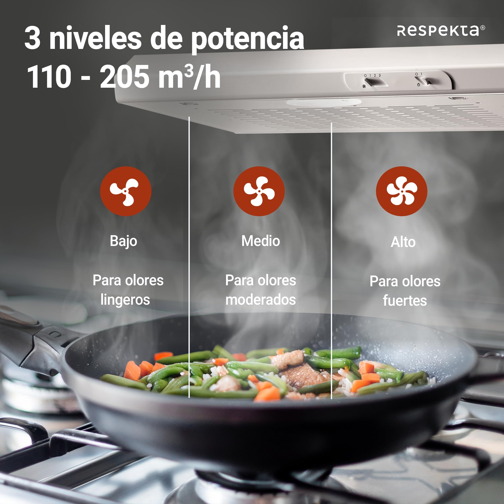 respekta DH520WL - Campana para empotrar (50 cm, eficiencia energética: C), color blanco