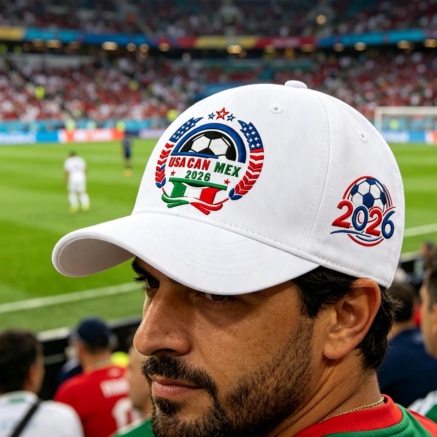2026 Soccer Fan Cap, USA Canada Mexico Inspired Embroidered Cotton Baseball Hat, Adjustable Sports Cap for Men Women thumbnail