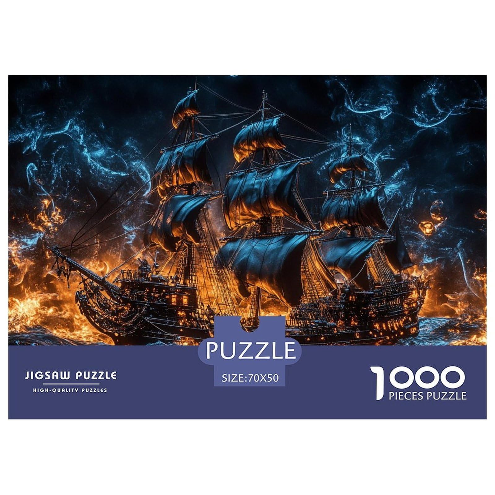 Puzzles Canvas Boat 1000 Piece Challenge Game for Adults,Stormy Sea Impossible Jigsaw Puzzles 1000 Piece Educational Game Home Decoration 70x50cm/1000pcs